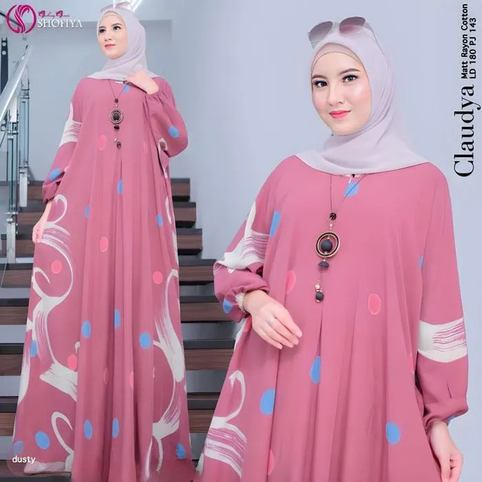 Kaftan Lato warna Dusty Pink