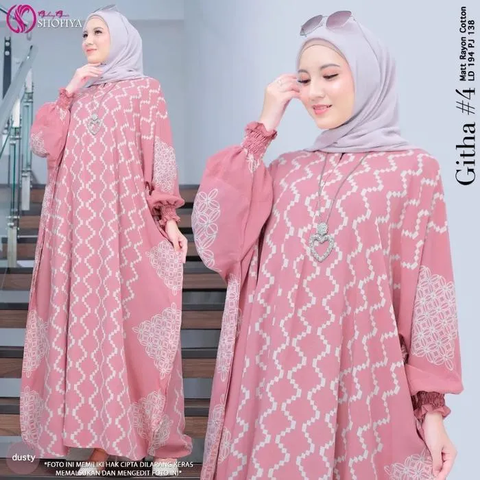 Kaftan Sonya warna Dusty Pink