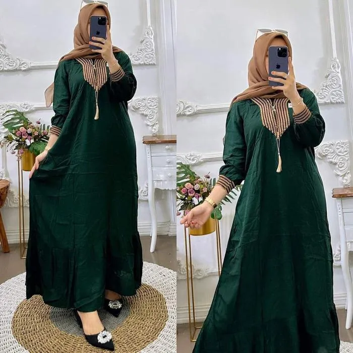 Kaftan Sultan Hitam warna Hijau Botol