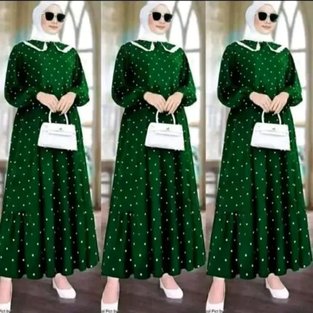Kaftan Polkadot warna Hijau