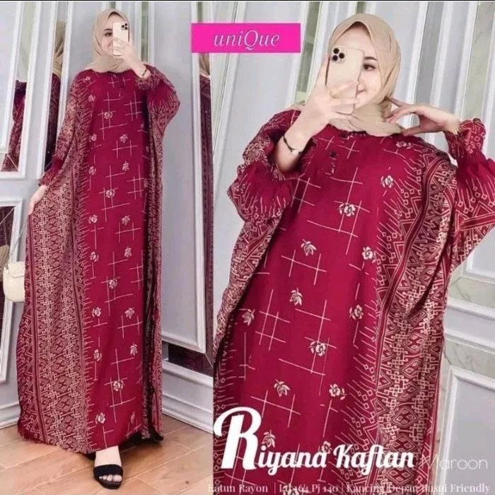 Kaftan Riyana warna Maroon