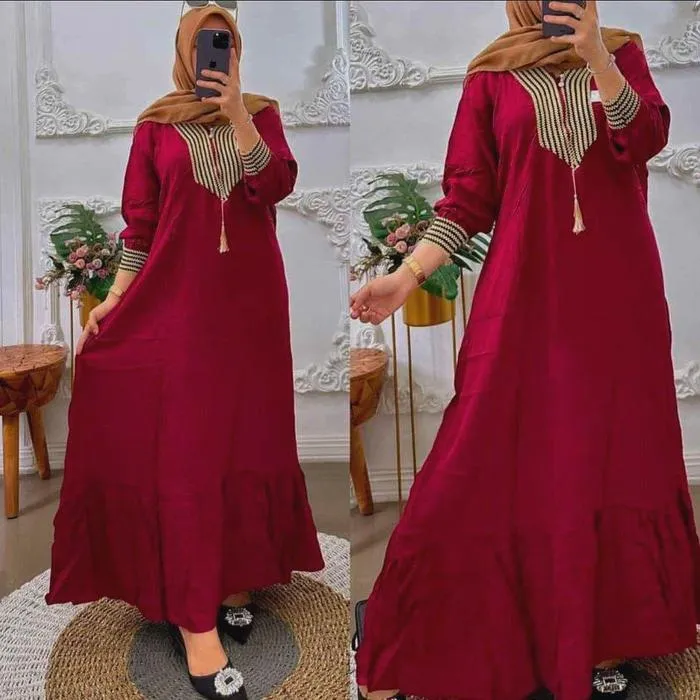 Kaftan Sultan Hitam warna Merah Maroon