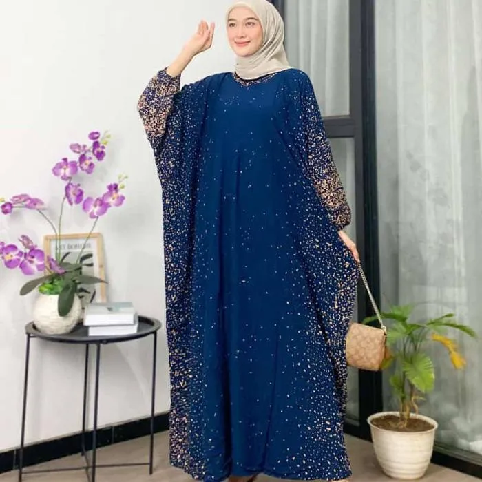 Kaftan Semprot warna Navy