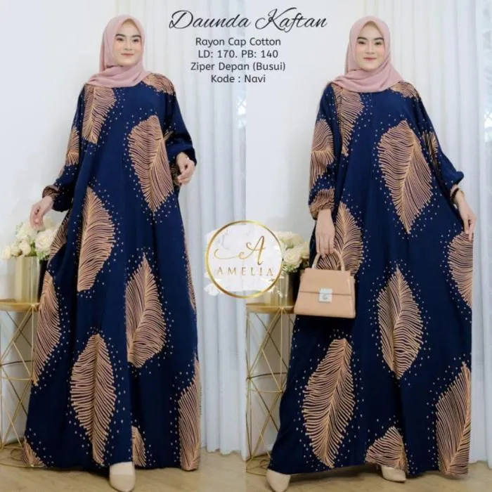 Kaftan Daunda warna Navy
