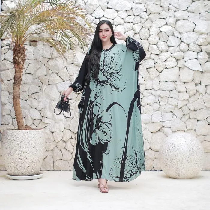 Kaftan Lukis warna Sage